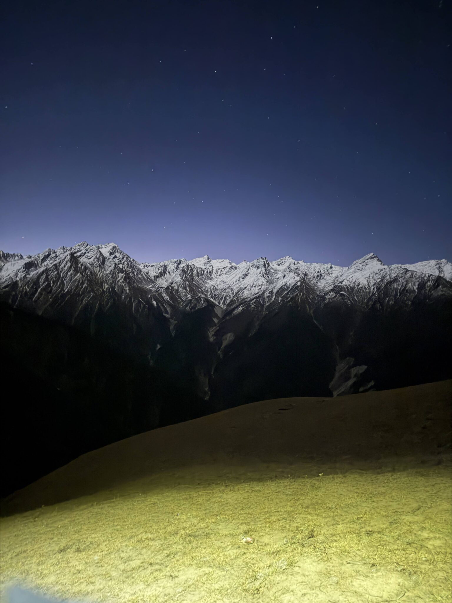 Night sky full of stars in the Himalayas near Madmaheshwar Temple